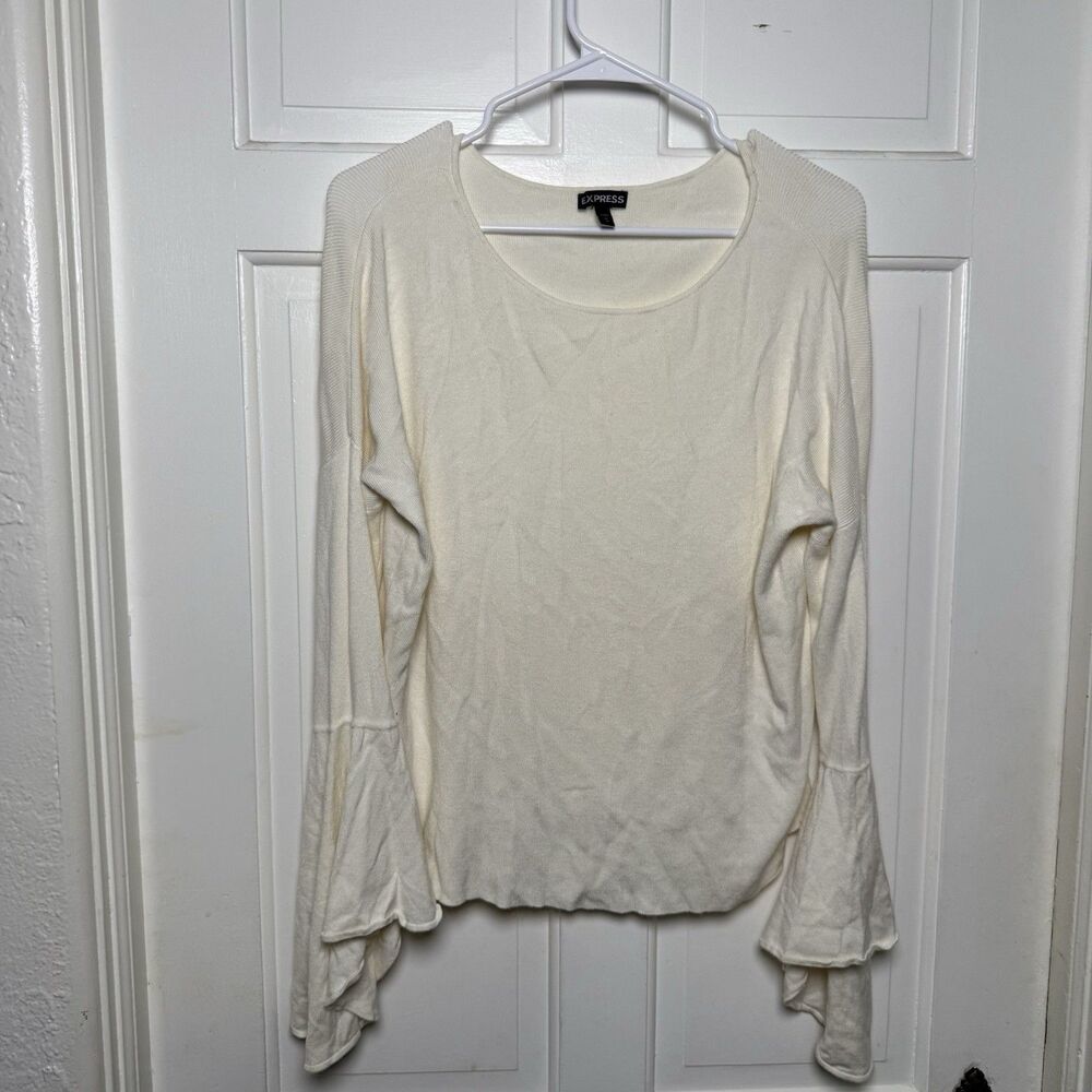 Express Ivory White Bell Sleeve Sweater Women’s Medium